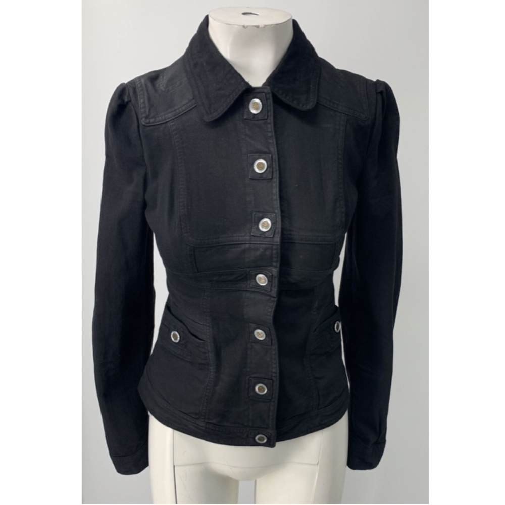 Just Cavalli womens black peplum denim shirt sz 40